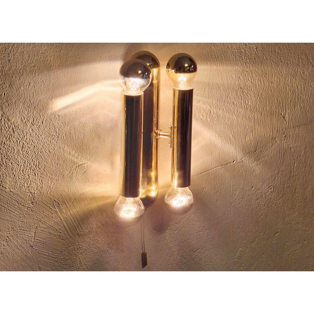 Mid-Century Italian Brass Four-Light Wall Lamps, 1960s, Set of 2 For Sale - Image 4 of 10