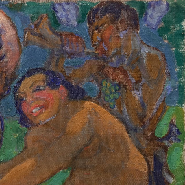 Green 'Nymphs and Satyrs' by Gerhard Gyllenhammar, Circa 1910, Bacchanalia, Mythology, Swedish Modernist, Paris, Nya Nisse For Sale - Image 8 of 11