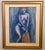 Vintage Cobalt Blue Nude Female Figure Study Framed Painting For Sale - Image 4 of 5