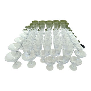 Mid 20th Century Josephinenhütte Germany "Daga" Cut Crystal Glassware/Stemware - Set of 50 For Sale