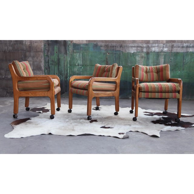 1970s Brutalist Mid Century Modern Lounge Side Accent Chair Armchair-- One Chair Left For Sale - Image 10 of 10