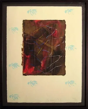 1980s Scott Sandell "(Umber) Ciphers" Signed Fine Art Mixed Media, Framed