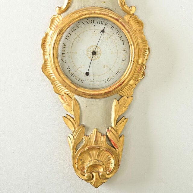 French French 19th Century Gilt & Painted Barometer For Sale - Image 3 of 10