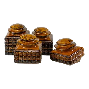 Mid-Century Tessellated Porcelain Kitchen Canisters - Set of 4