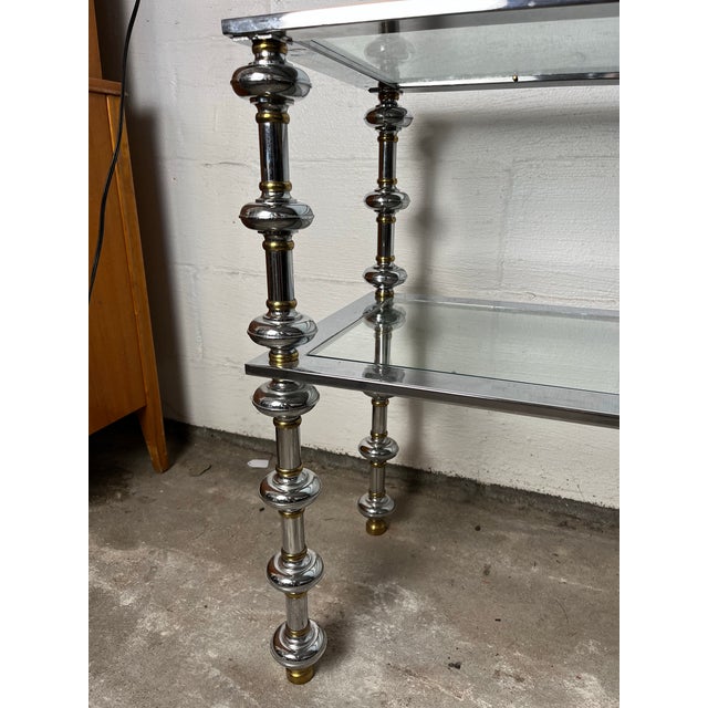 Vintage Chrome and Brass 2 Tiered Console or Sofa Table For Sale - Image 9 of 10