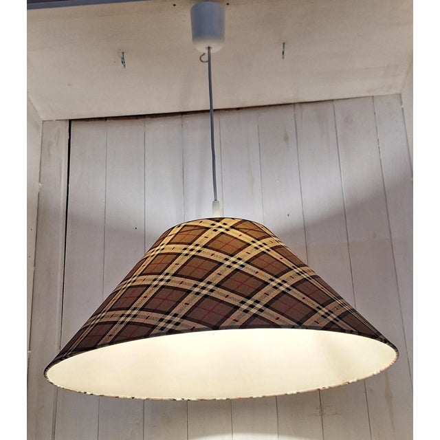 1990s Vintage Ceiling Lamp with Patterned Fabric Shade, 1990s For Sale - Image 5 of 7