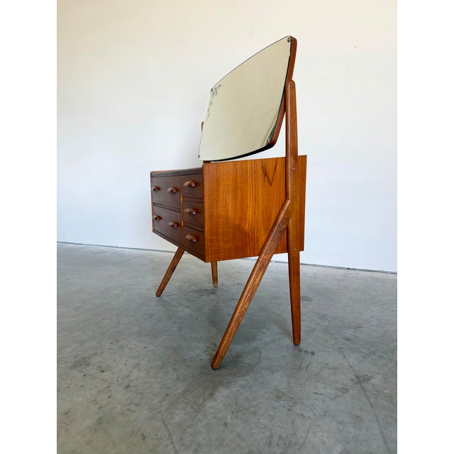 Mid Century Danish Teak Vanity Dressing Table For Sale In Tampa - Image 6 of 7