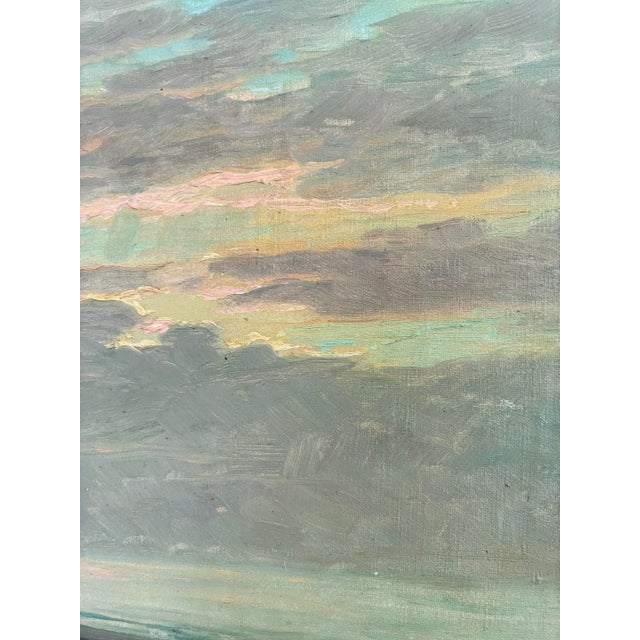 1940s Vintage Original Seascape Oil Painting, Signed Beachside Art For Sale - Image 5 of 14