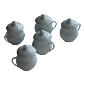 Vintage Apilco Porcelaine France Pot De Creme With Lid Set of 5