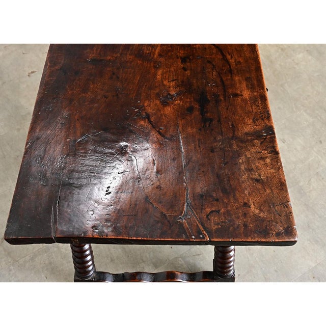 Wood Spanish 18th Century Solid Carved Chestnut Table For Sale - Image 7 of 12