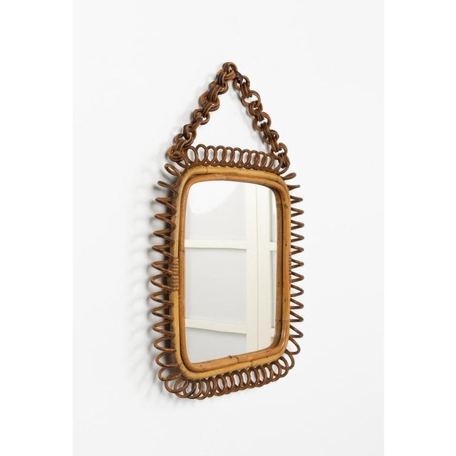 Mid-Century Modern Mid-Century Modern Squared Wall Mirror in Rattan and Bamboo by Franco Albini, 1960s For Sale - Image 3 of 10