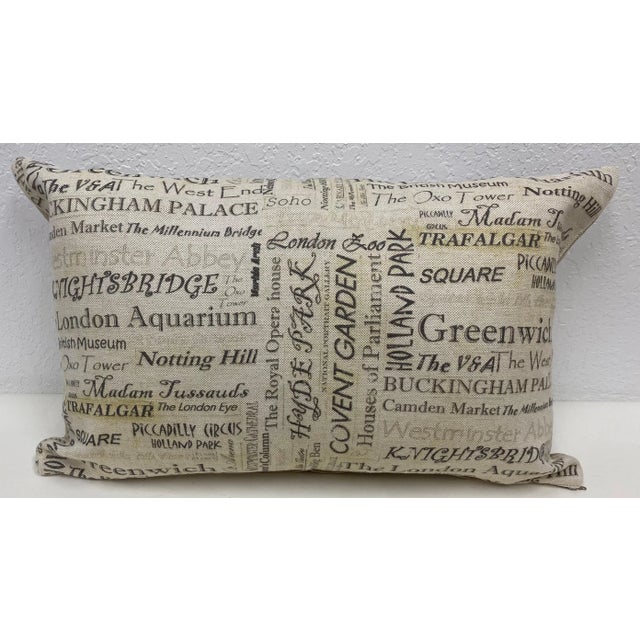 Large Bolster Pillow Plastered With the Names of London's Most Popular Tourist Attractions - Made in Uk. For Sale - Image 13 of 13