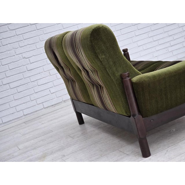 Vintage Scandinavian Two-Seater Sofa in Green Furniture Velour and Beech, 1970s For Sale - Image 15 of 18