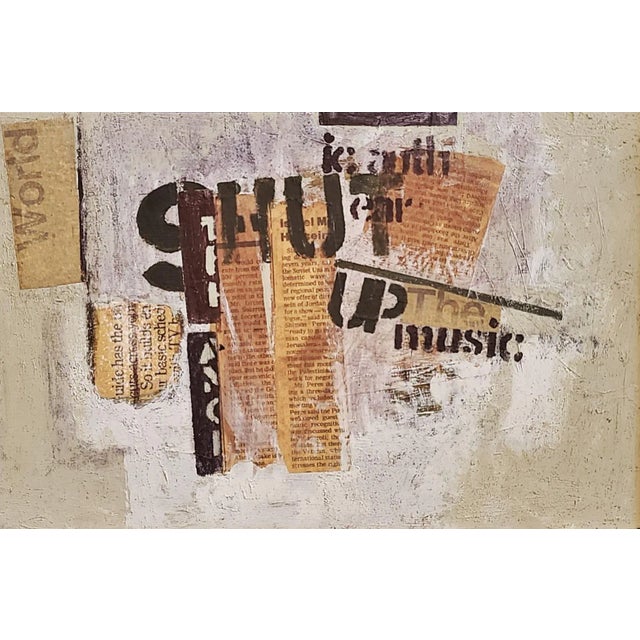 Abstract 'Shut Up the Music' Framed Mixed Media Collage on Masonite by Ray Smith (B.1959) For Sale - Image 3 of 7