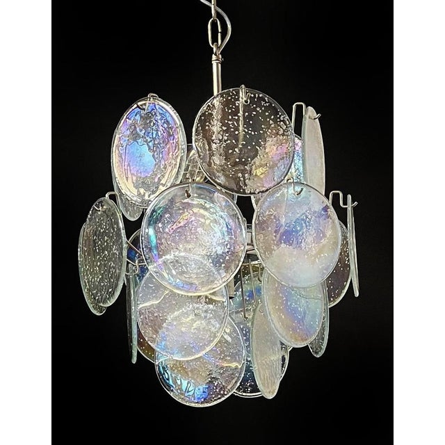 Vintage Italian Murano Chandelier with 24 Iridescent Grit Disks, 1990s For Sale - Image 16 of 17