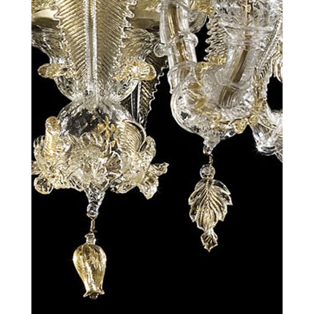 Murano Venetian Cà Rezzonico Floral Gold Murano Style Glass Chandelier For Sale - Image 4 of 6