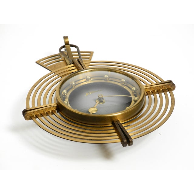 Mid-Century Modern Wall Clock in Brass from Atlanta, 1950s For Sale - Image 4 of 18