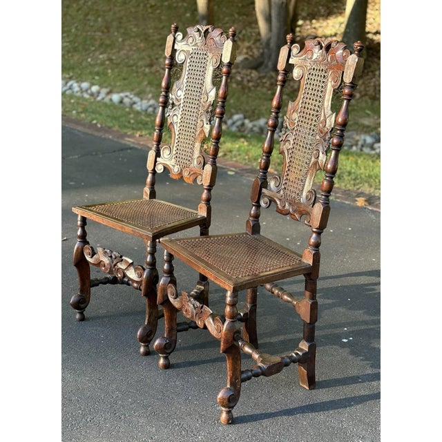 17th Century Matching Pair of 17th Century Charles II Caned Chairs For Sale - Image 5 of 12