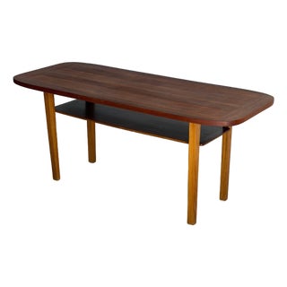 Danish Mid Century Modern Teak Coffee Table With Lower Shelf 1960s For Sale