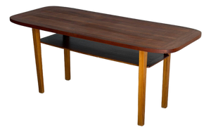 Danish Mid Century Modern Teak Coffee Table With Lower Shelf 1960s