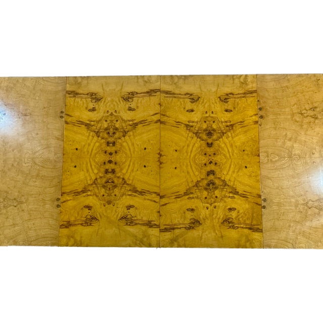 Early 21st Century Attributed to Milo Baughman for Thayer Coggin Mid-Century Modern Burl Wood Parson Dining Table For Sale - Image 5 of 7