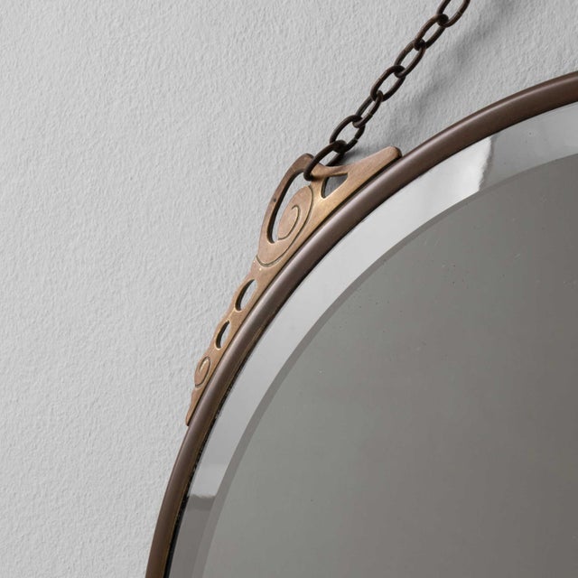 1920s Circa 1920 French Art Deco Bronze Framed Wall Mirror France 1920s For Sale - Image 5 of 8