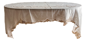 Hand-Embroidered Cotton Tablecloth, 20th Century