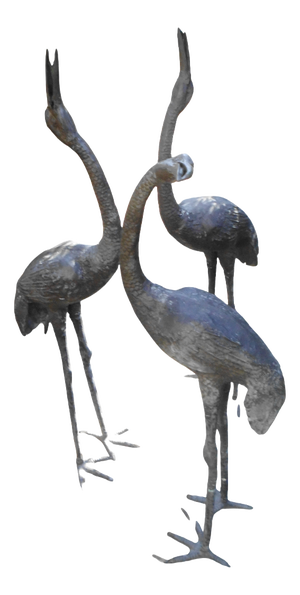 Vintage Bronze Cranes, 1970s, Set of 3