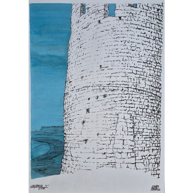 Konrad Kucza-Kuczynski, The Oldest One (Medieval Tower in Kazimierz Dolny, Poland), Ink on Paper For Sale - Image 6 of 8