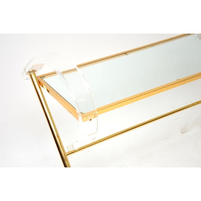 Vintage Italian Acrylic Glass and Gilt Console Table, 1970s For Sale - Image 9 of 11