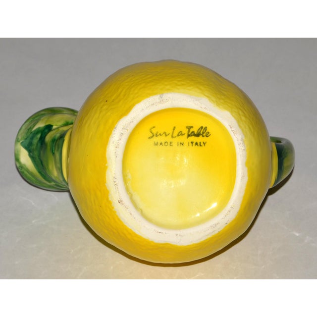 Mid-20th Century Artisan Made Lemon Pitcher Ceramic Majolica Yellow Green Italy For Sale - Image 14 of 16
