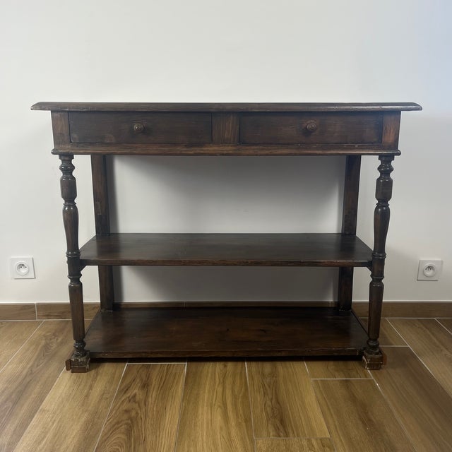 Rustic Vintage Wood Console Table, 1920s For Sale - Image 3 of 18