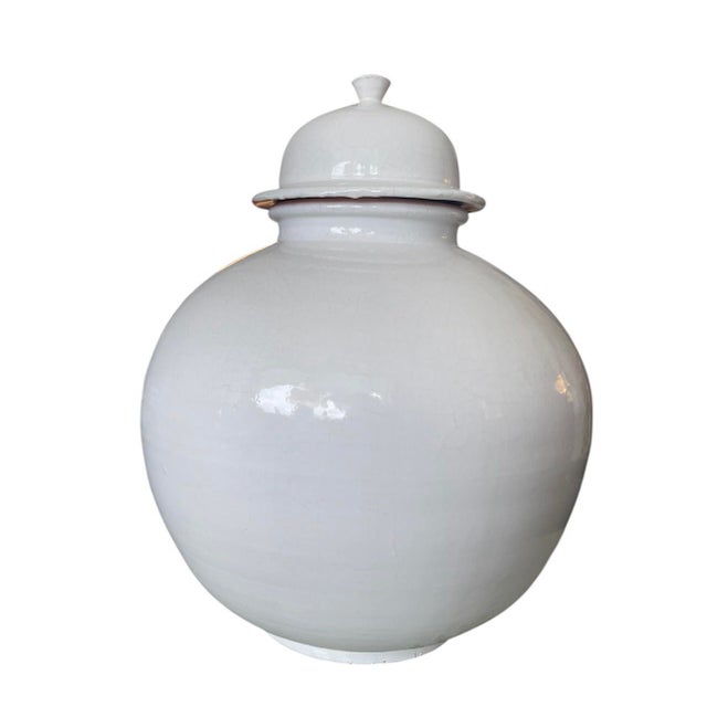 2020s Pair of Large White Glaze Ginger Jars For Sale - Image 5 of 7