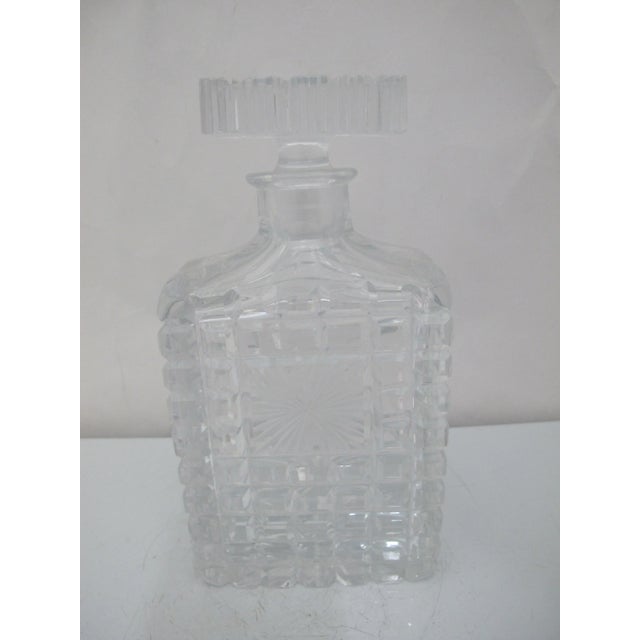 Heavy Cut Starburst Crystal Glass Geometric Liquor Spirits Decanter For Sale - Image 11 of 11