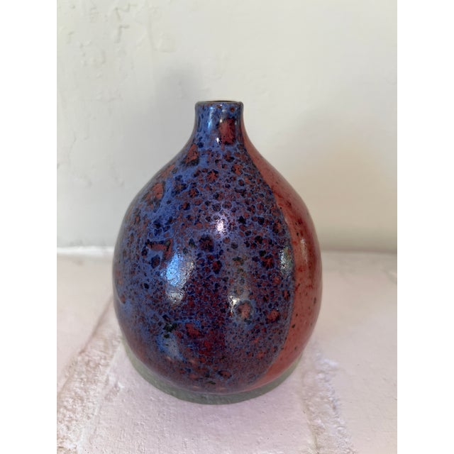 1970s Studio Pottery Bud Vase Weed Pot Lava Glaze Chop Marked For Sale - Image 13 of 14