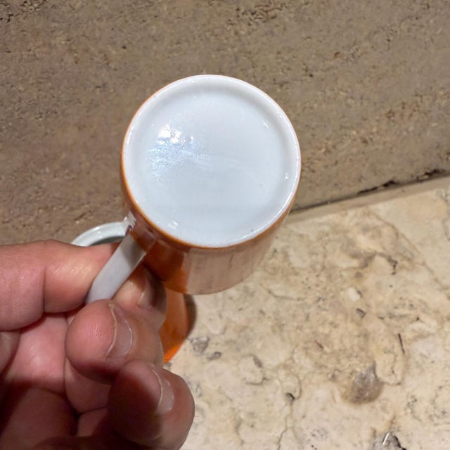 1960s Modernist Orange Sugar Creamer Set & Coffee Mug For Sale In San Diego - Image 6 of 8