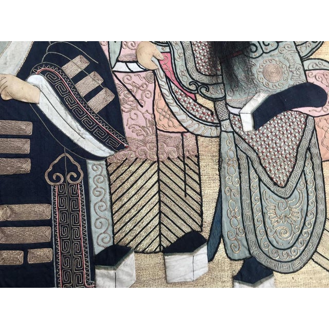 Antique Chinese Pictural Embroidery with Silk and Metal, 1920s For Sale - Image 13 of 17