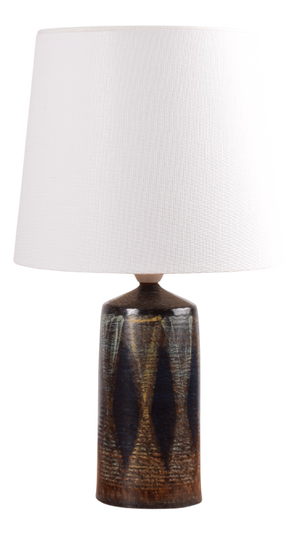 Mid-Century Modern Danish Studio Pottery Table Lamp with Graphic Hand-Painted Decor by Kai Klinge, 1960