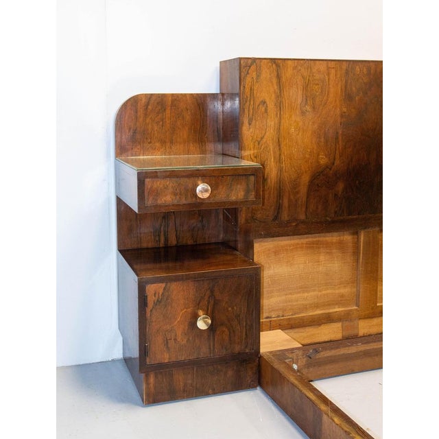 Gold French Art Deco King Size Bed in Walnut, 1930 For Sale - Image 8 of 18