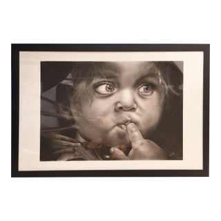 "Innocent Gaze", Charcole Painting, by Lily Movahedi For Sale