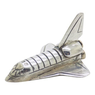 Vintage Italian Handmade Genuine Sterling Silver Space Shuttle Figurine Miniature For Sale