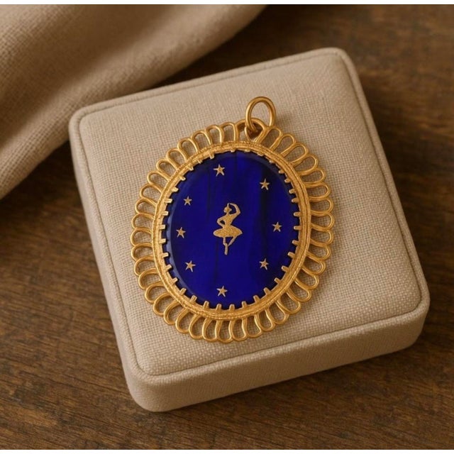 Mid-Century Modern Vintage 14k Yellow Gold Enamel Dancer Convertible Brooch Pendant French For Sale - Image 3 of 6