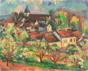 "Hungarian Landscape" by Leonid Unik, Post-Impressionist Oil