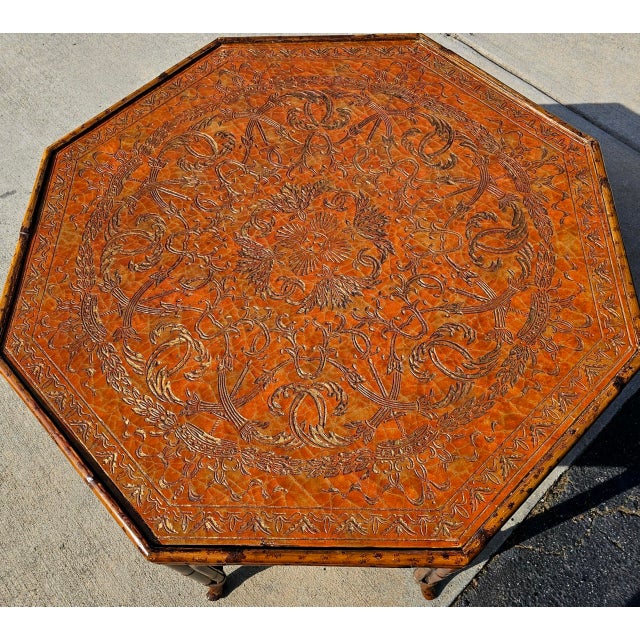 Maitland - Smith Vintage Maitland Smith Faux Scorched Bamboo Octagonal Cocktail Table For Sale - Image 4 of 7