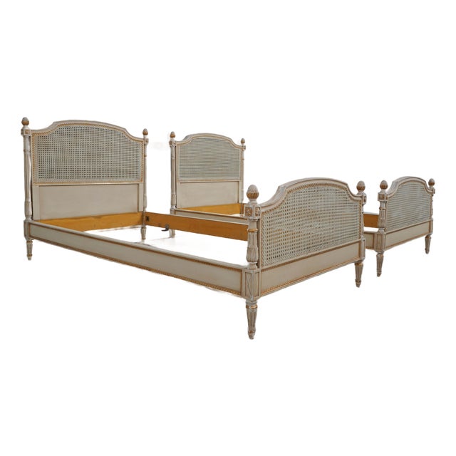 Pair of Louis XVI Cane Twin Beds For Sale