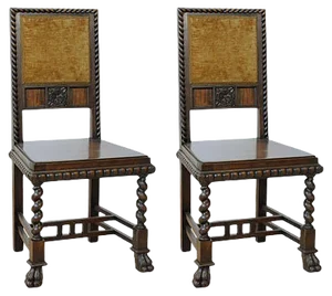 Set of Vintage Neo-Renaissance Style Dining Chairs in Walnut