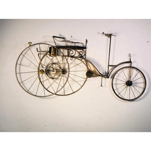 Mid-Century Modern 1980s Curtis Jeré Mercedes BenzScale Curtis Jere Karl Benz of Mercedes Benz Bicycle Sculpture For Sale - Image 3 of 11