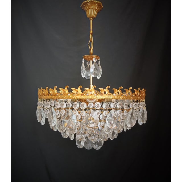 1960s Crystal Ceiling Swan Original Bohemia Light For Sale - Image 6 of 10