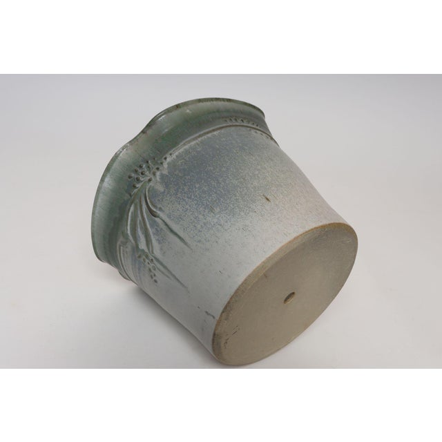 Vintage Green Matte Glaze Botanical Ceramic Planter With Plate by Deanna Nichols For Sale In New York - Image 6 of 18