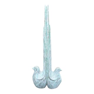 Modern Verdigris Double Dove Wood Sculpture For Sale